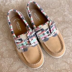 Brand New Sperry Shoresider 3-Eye Sparkle Stripe Boat Shoes Slip On Loafers